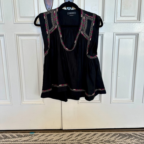 ISABEL MARANT Embroidered 100% Silk Boho Top - Picture 1 of 3